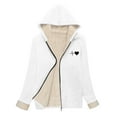 thumbnail image 4 of XPMWRP Women's Heart Pattern Print Hooded Fleece Jacket Oversized Solid Color Zip Coat Fall Winter Warm Long Sleeve Loose Jacket with Pockets White L, 4 of 8