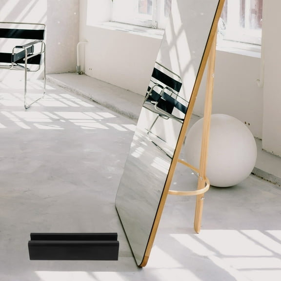 CATIEBYE Black Wooden Floor Mirror Stand 1 Set Sturdy Support Holder for Adult Use, and Stylish Design