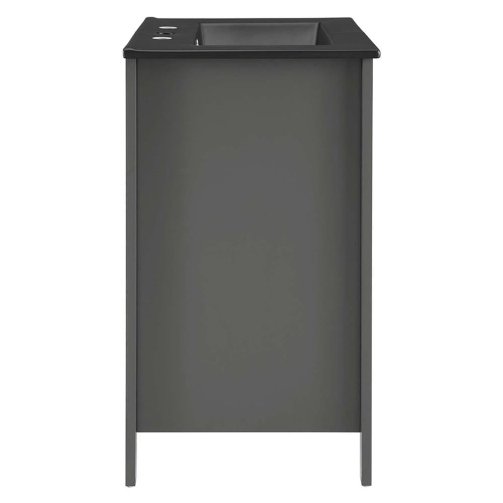 Modway Laguna 24" Modern Wood/Ceramic Bathroom Vanity in Gray/Black