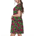 thumbnail image 2 of Naloa Graffiti Tape Print Womens Summer A-Line Dress with Pockets,Short Sleeve Dresses,Flowy Beach Swing Dress for Vacation Travel, 2 of 6