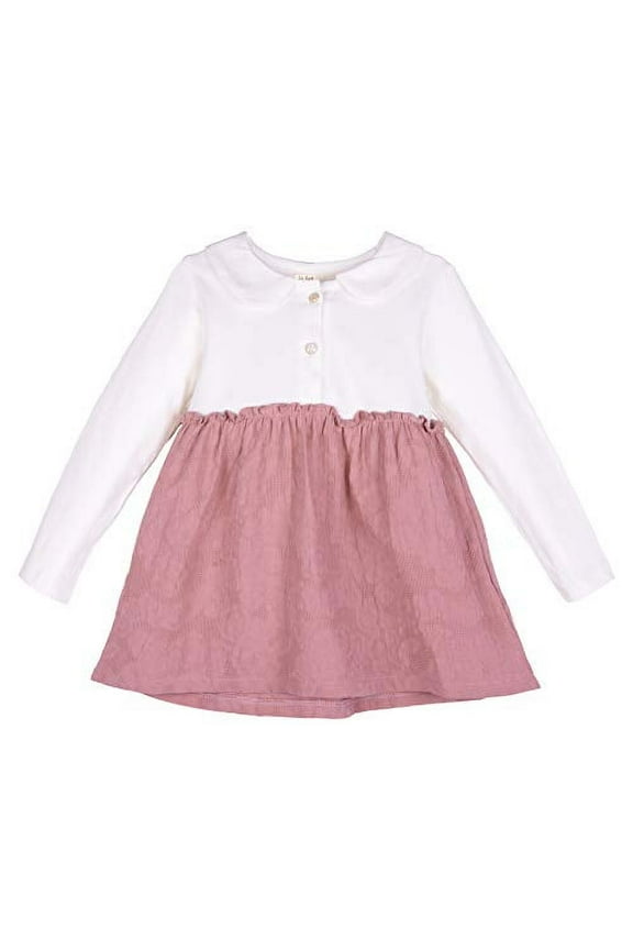 Girls Peter Pan Collar Dress Long Sleeve Tutu Swing Tunic Dresses 110 Pink