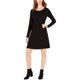 thumbnail image 1 of maison Jules Vestido plisado ajustado y acampanado para mujer, negro, mediano, 1 of 2