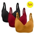 thumbnail image 2 of 3 Pack Seamless Daily Bras for Women Comfy Full-coverage No Underwire Bralettes Solid Push Up Everyday Bra Underwear, 2 of 3