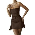thumbnail image 4 of Franhais Female Short Dress, Solid Color Sleeveless Strapless Low-Cut Bodycon One-Piece Outfit, 4 of 9