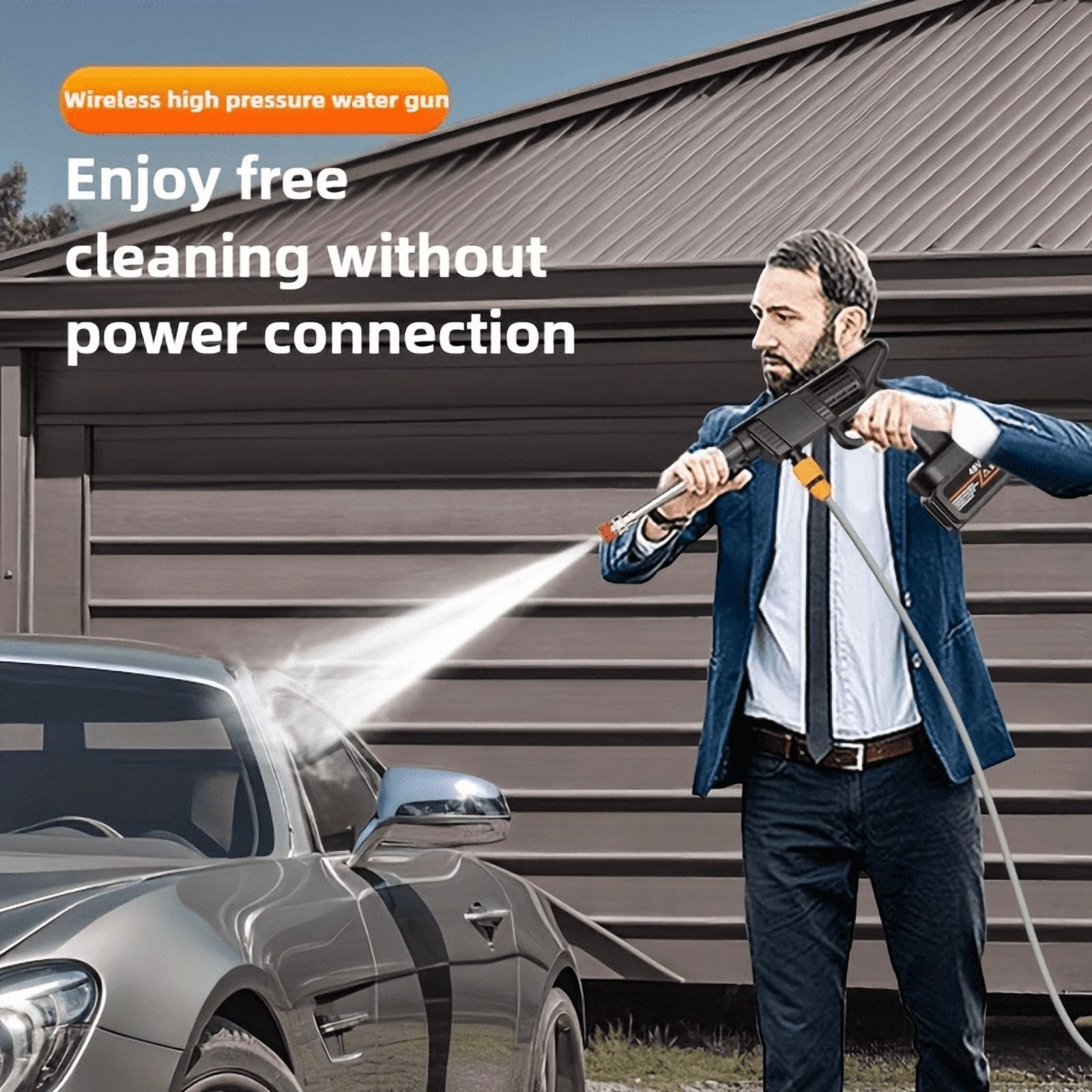 Electric Cordless High Pressure Washer Wand with battery, Car Wash Water Gun, Household Cordless High Pressure Car Wash Tool Portable Vehicle Cleaning Machine Automobile Washer