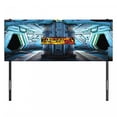 thumbnail image 3 of Outer Space Headboard, Space Ship Station Base Control Room Technology Elements Features Image, Upholstered Decorative Metal Bed Headboard with Memory Foam, Full Size, Blue Black Orange, by Ambesonne, 3 of 4