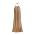 thumbnail image 6 of DGMIOCS Women's Backless Sleeveless Maxi Dress Oversized Duster Coat Style Long Dress with Spaghetti Straps for Everyday Versatile Wardrobe Khaki S, 6 of 7