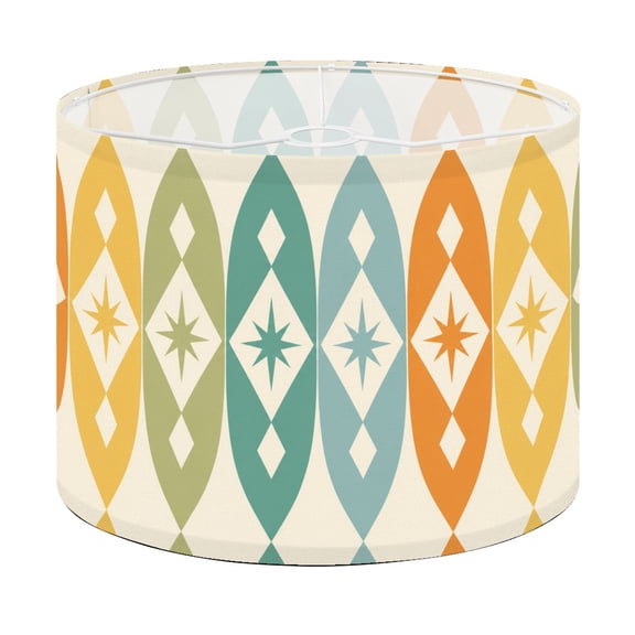 Drum Lamp Shade Mid century modern age teal orange Ideal for Lampshade for Table Lamps Floor Lamps Pendant Light 13"x13"x10" Replacement Linen Large Lamp Shade Easy Assembly