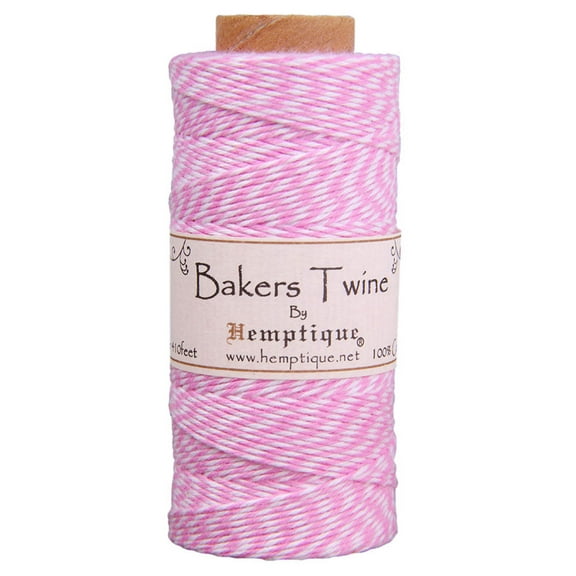 Hemptique Bakers Twine - Light Pink and White, Single Spool