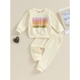 thumbnail image 2 of Bagilaanoe 2PCS Toddler Baby Girl Long Pants Set Letter Print Long Sleeve Sweatshirt Tops + Sweatpants 6M 12M 3T 4T 5T Kids Casual Sweatsuits, 2 of 8