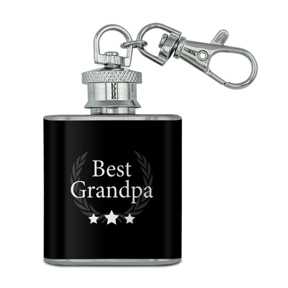 Best Grandpa Award Stainless Steel 1oz Mini Flask Key Chain