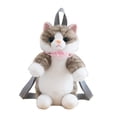 thumbnail image 1 of Mochila informal con forma de gato para mujer, ideal para [rango de edad], con un animal de peluche. Gris parduzco, 1 of 9