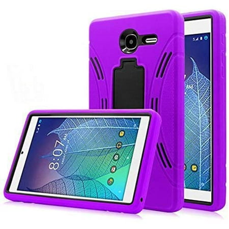 GoldCherry for Alcatel Onetouch POP 7 LTE Case,Heavy Duty Impact Resistant Hybrid Protective Case Build in Kickstand for Alcatel Onetouch POP 7 LTE T-Mobile 2016 9015W(Purple)