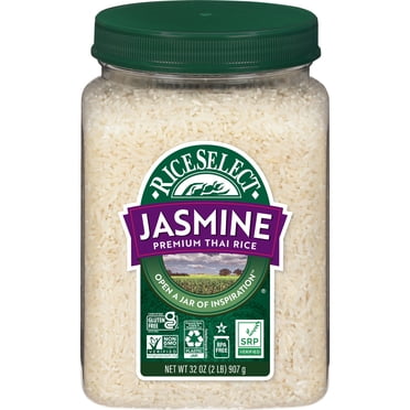 RiceSelect Premium Thai Jasmine Rice, Gluten-Free, Non-GMO, 32 oz Jar