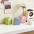 thumbnail image 6 of Modern Rainbow Arch Bookend and Vase, Candlestick Holder Concrete Decorative, Minimalist Home Decor Candle Holder Bookshelf Color of Ivory, 6 of 9