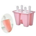 thumbnail image 4 of Moldes para paletas de helado Moldes para paletas de hielo de silicona DIY 4 celdas rosa, 4 of 9