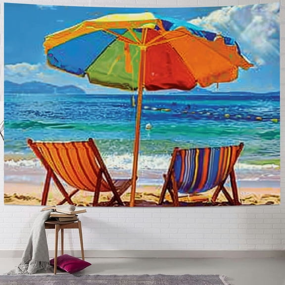 BCIIG Beach Chairs Umbrellas Ocean Tapestry Wall Hanging Unique Style Graphic Tapestries Home Wall Decor Art for Living Room Bedroom Apartment Farmhouse Dorm 40x30inch