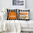 thumbnail image 3 of Pack of 4 Pumpkin Buffalo Check Plaid Pillow Covers 18x18 Inch Autumn Leaves Pumpkin with Truck Farmhouse Cushion Cover Cotton Linen Grateful Thankful Bless Pillow Case Decor (Hi Fall 4Pack), 3 of 6