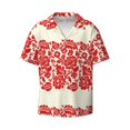 thumbnail image 6 of Kdxio Men's Hawaiian Shirt for Men Short Sleeve Shirt Flowers Red Beige Summer Casual Holiday Beach Button Down T-Shirts, 6 of 7