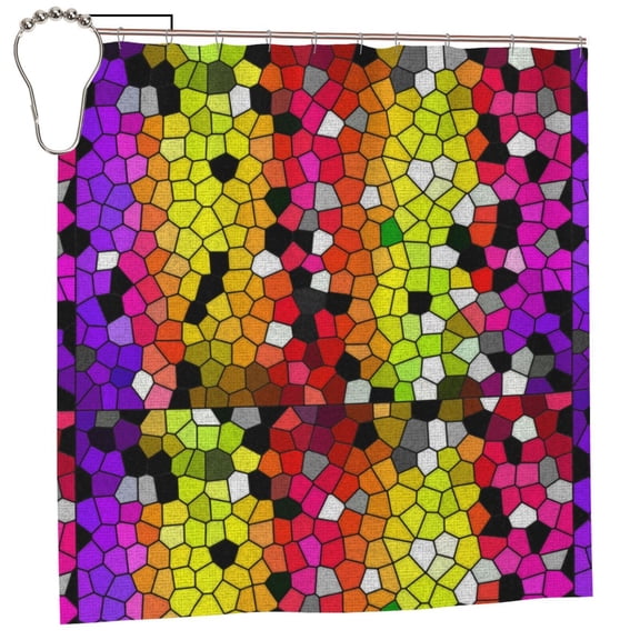 Rateoe Colorful Tie Dye Stained Glass 1 Shower Curtain - Fancy Bathroom Shower Curtain Sets - Waterproof Shower Curtain with Hooks with 12 Plastic Hooks 72x72 Inches