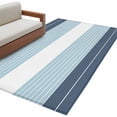 thumbnail image 2 of 3'x5' Area Rugs, Haze Blue Aqua Stripe Indoor Outdoor Area Rug for Living Room Bedroom, Modern Art Horizontal Striped Washable Bathroom Rugs Kitchen Floor Carpet Mats Home Decor Aesthetic, 2 of 8