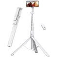 thumbnail image 1 of LAICAIW 60" Phone Tripod Selfie Stick,Travel Selfie Stick Tripod with Remote Portable Tripod for Cell Phone Tripod Compatible with 4''-7'' iPhone Android Samsung for Travel Vlog Live Streaming (Whit, 1 of 7