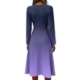 thumbnail image 5 of BOMYJESK Summer Dresses for Women Hugging Slim Beach Long Sleeve a Line Dress Casual Vacation Spring Dress Dark Purple S, 5 of 5