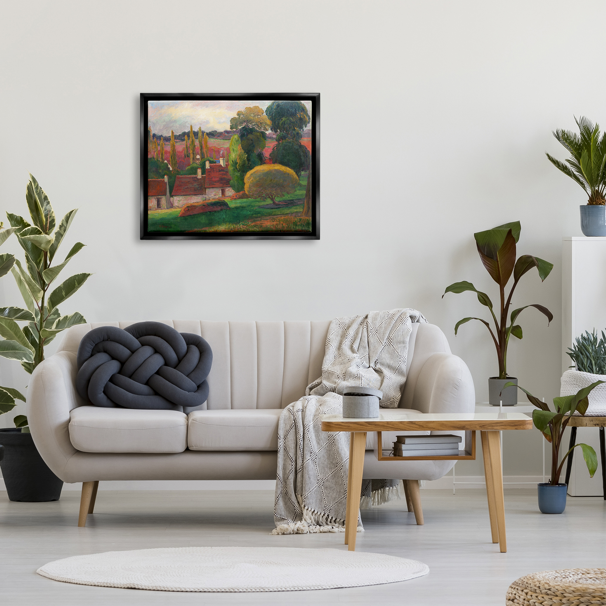 Stupell A Farm In Brittany Gauguin Classic Landscape Painting Black Floater Framed Art Print Wall Art