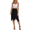 thumbnail image 2 of Faldas midi de malla fluidas con fruncido asimétrico de cintura alta para mujer INSPIRE CHIC, L, negro, 2 of 6