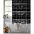 thumbnail image 2 of Split Shower Curtain for Transfer Bench, Black and White Geometric Fabric Shower Curtains for Bathroom, Modern Abstract Art Aesthetics Tub Sliding Transfer Bench Waterproof Bath Curtains 72"x84", 2 of 9