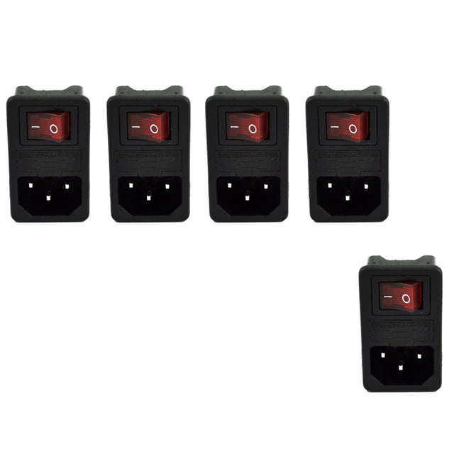 5X Enchufe de Corriente Entrada Macho con Interruptor Fusible 10A 250V 3 Pin IEC320 C14