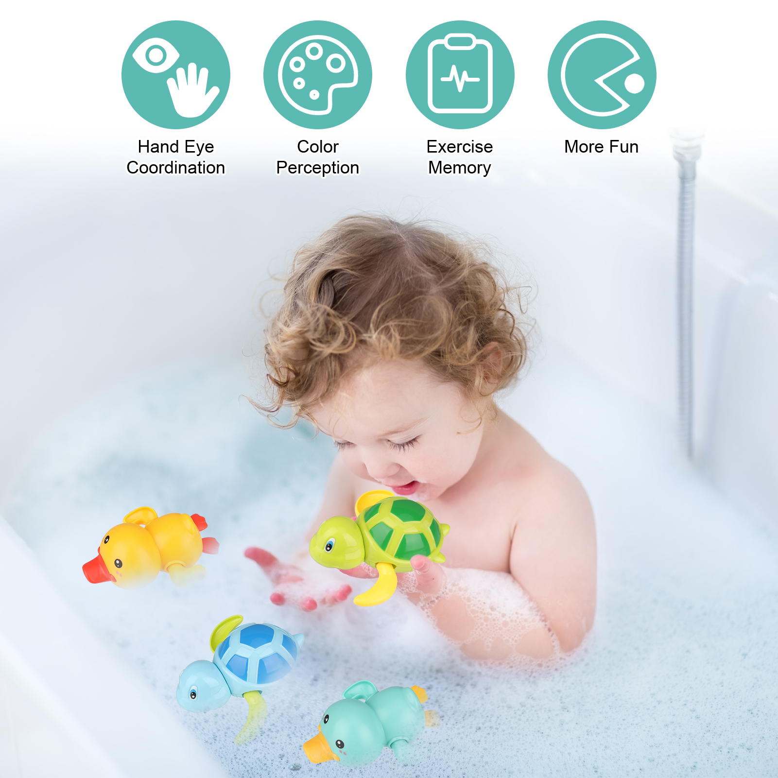 Bocaoying 4-Pack Wind-Up Bath Toys with Floating Animals photo 2