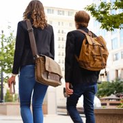 TimberWolf Vintage Daypack Backpack w/ Waxed Canvas, Laptop Compartment, Water-Resistant Lining, Leather Trim, Adjustable Straps & Front Zipper Pocket – The Daypack