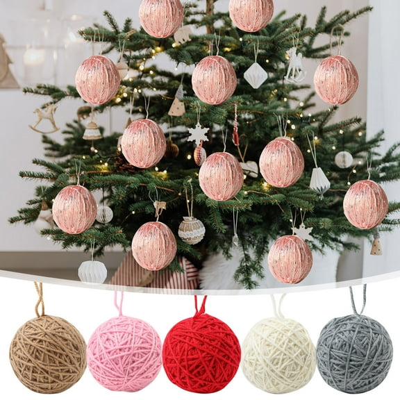 New Arrivals Hand-Woven Christmas Yarn Ball Ornament for Holiday Decorations | Eye-Catching Linen Design | Perfect for Trees, Wreaths, and Bouquets | 6cm | Lightweight and Festive Gift Idea