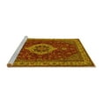 thumbnail image 2 of Ahgly Company Machine Washable Indoor Square Medallion Yellow Traditional Area Rugs, 7' Square, 2 of 4