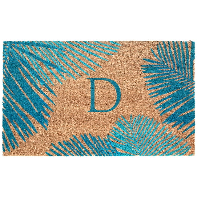 Liora Manne Dwell Palm Border Outdoor Mat Blue D