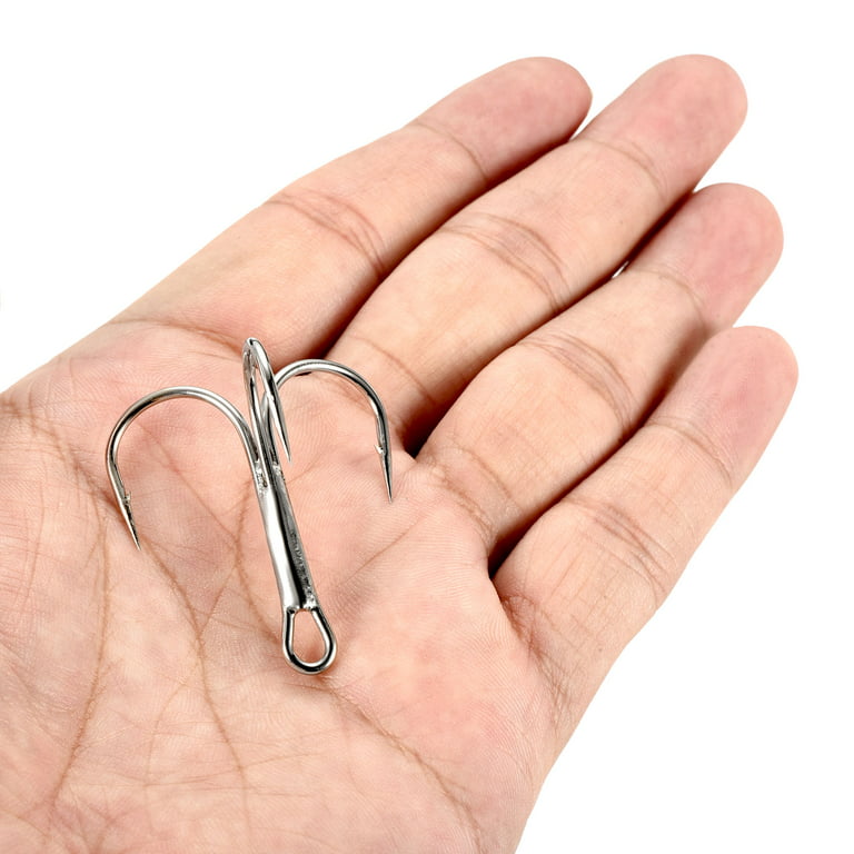 3/0#1.57 inch Treble Fish Hooks Carbon Steel Sharp Bend Hook with Barbs, White 20 Pack, Size: 40mm/1.57