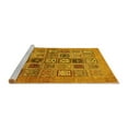 thumbnail image 2 of Ahgly Company Machine Washable Indoor Round Abstract Yellow Modern Area Rugs, 4' Round, 2 of 4