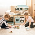 thumbnail image 5 of Robud 4 Groups Play Kitchen Playset Kids, Wooden Kitchen Set with Realistic Sound, Ice Maker, Fridge, Oven, Washing Machine, Pretend Play Toy Kitchen Set, Gift for Boys Girls, Blue, 5 of 8