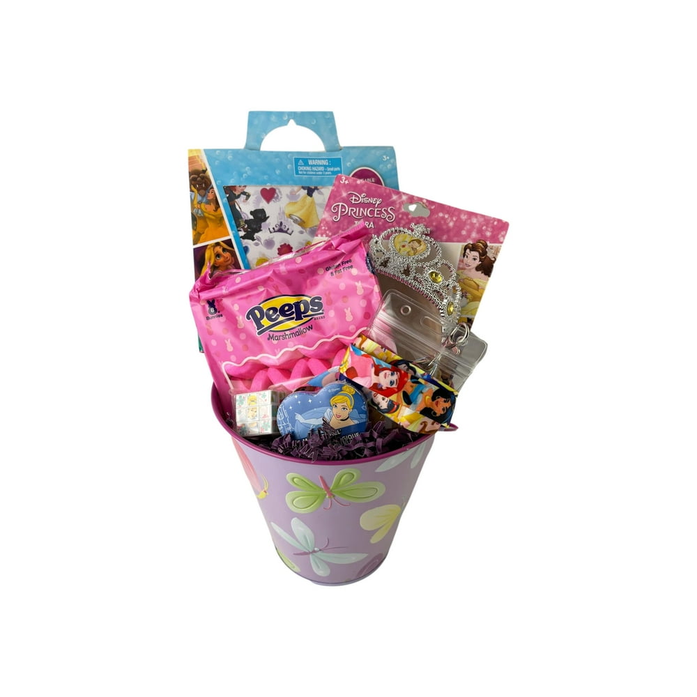 Premade Princess Easter Basket for Girls Prefilled Candy Peeps, Toys