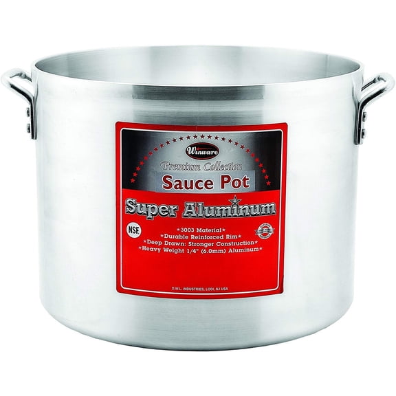 Winco USA Super Aluminum Sauce Pot, Extra Heavy Weight, 40 Quart, Aluminum
