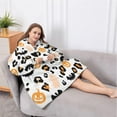 thumbnail image 5 of Oversized Wearable Blanket Hoodie,Halloween Leopard Print Ghosts Bats and Pumpkins Sherpa Blanket Hoodie with Super Pockets,Super Warm Fuzzy Pullover for Women & Men, 5 of 6