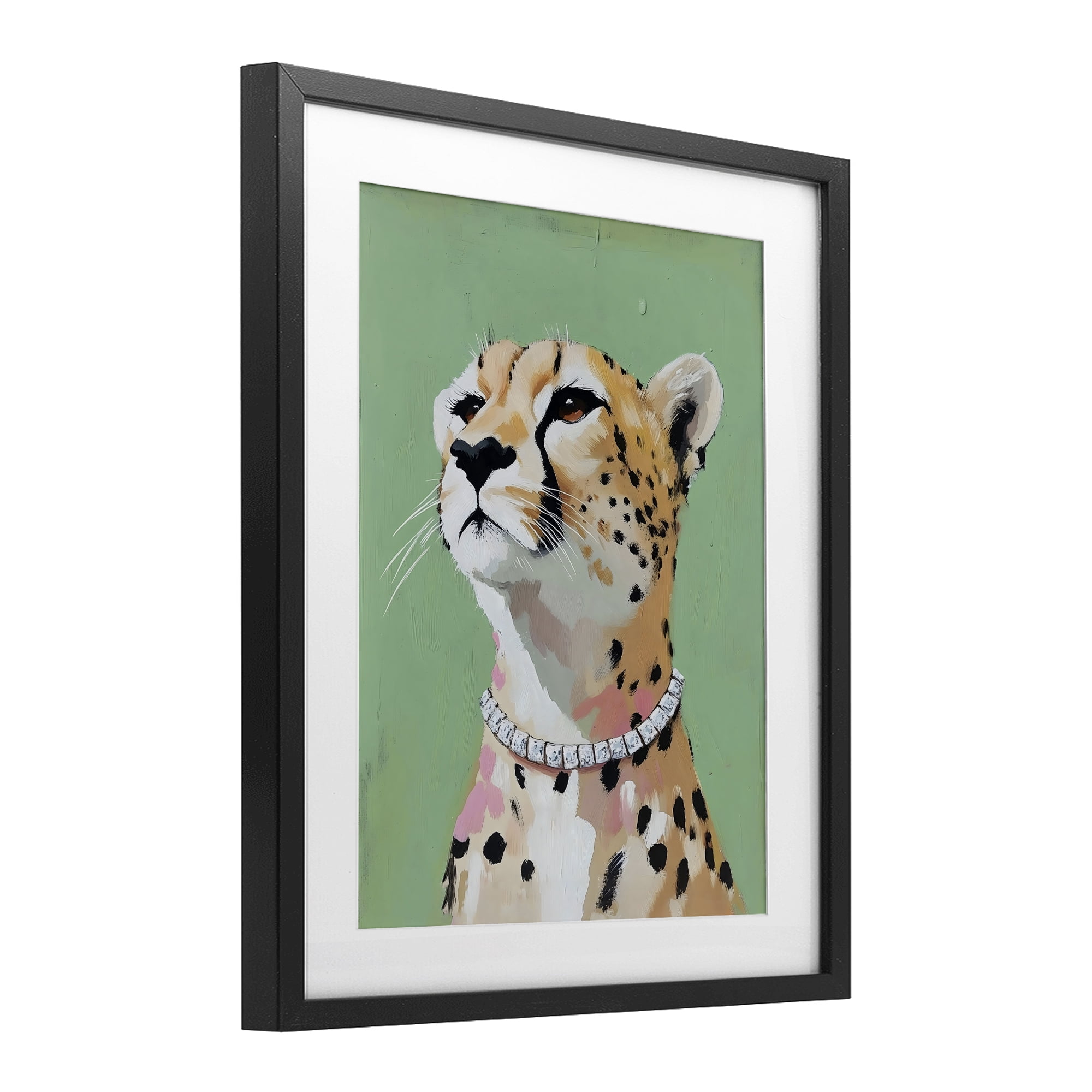 Stupell Industries Glam Cheetah with Jewels Black Framed Print Under Glass, design by The Prints Vibe