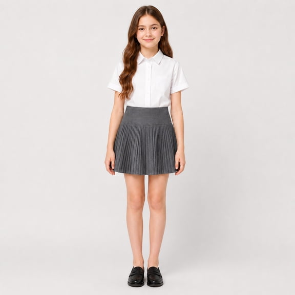 VV AVEORS Pleated Athletic Skirts for Girls Built-in Shorts Hight Waisted Workout, Running, Golf, Tennis Skorts for Teen Gray 150