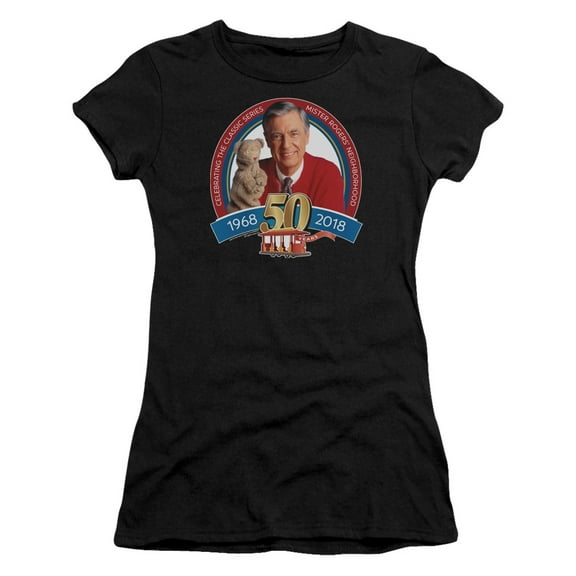 Mister Rogers 50Th Anniversary Design Junior Women's T-Shirt Sheer Black