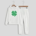 thumbnail image 3 of BiZtdJrK St. Patrick's Two Piece Track Suits Womens Irish Shamrock Print Hooded Sweatshirts and Drawstring Elastic Waist Sweat Pants Jogger Sets White S, 3 of 6