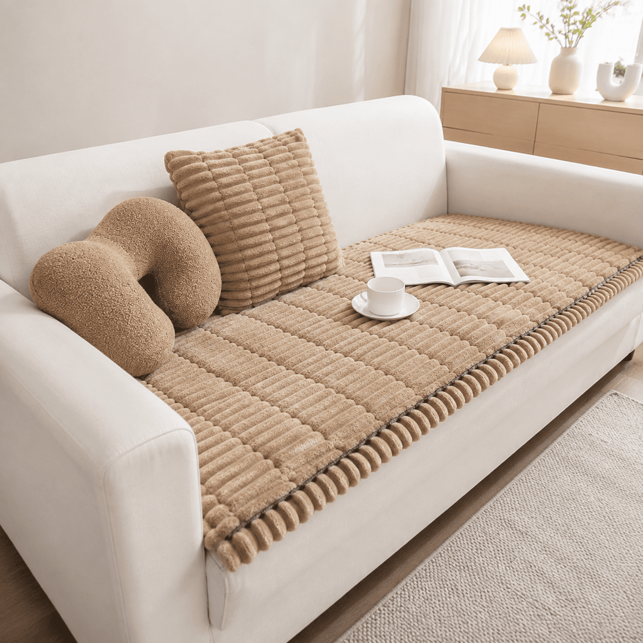 Coffee 27.6X59.06 Pet Friendly Washable Non-Slip Sofa Couch Cover Protector