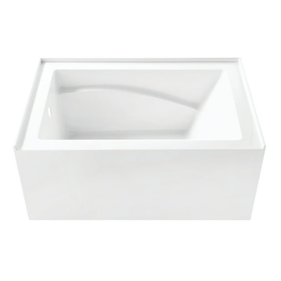 Aqua Eden VTAM4832L22D 48-Inch Acrylic Rectangular 3-Wall Alcove Tub, Left Hand Drain and Anti-Skid Surface in Glossy White