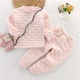 thumbnail image 2 of ZRBYWB Children's Warm Stripe Underwear Set Clip Cotton New Baby Warm Thickening Plus Cotton Undercoat Winter Children's Clothing Fashion, 2 of 3