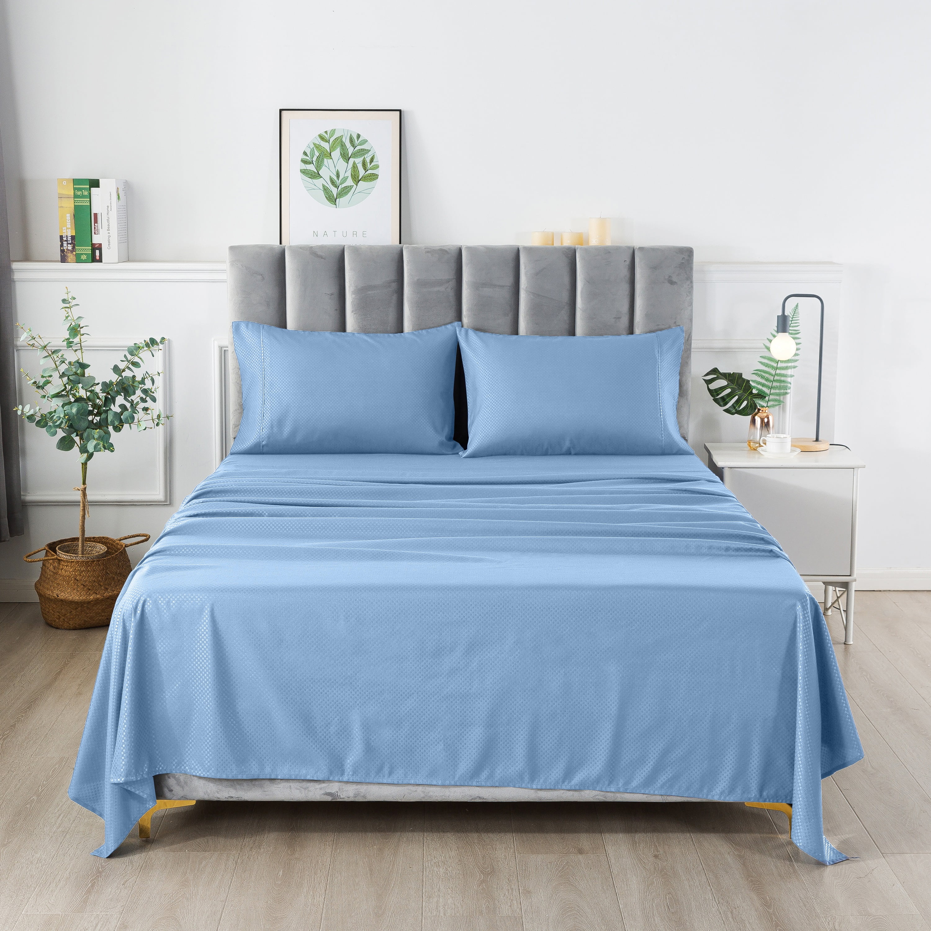 Details about   Premium 1000 TC Egyptian Cotton Bed Sheet Set 4 Piece Light Blue 
